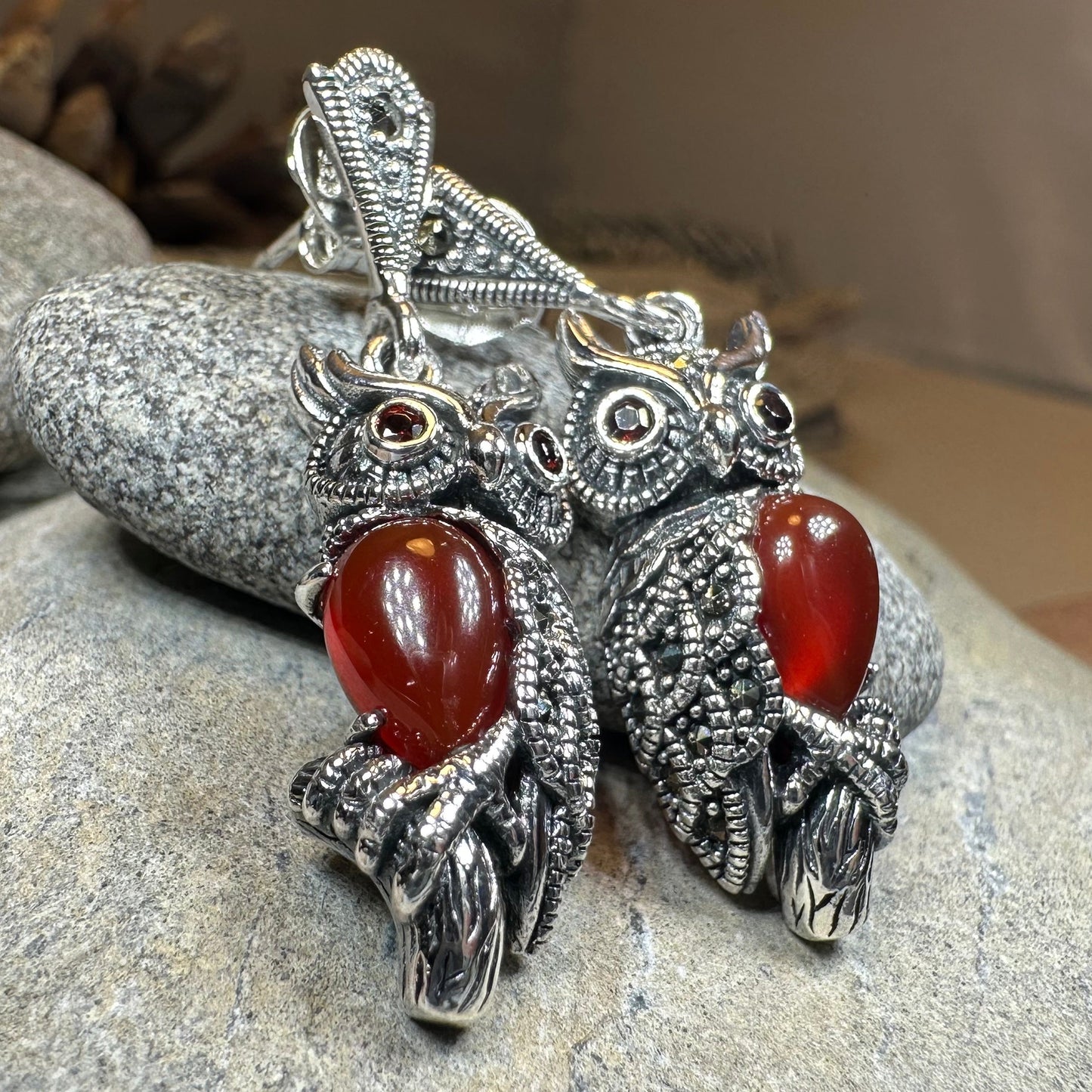 Marcasite Owl Earrings — view 8