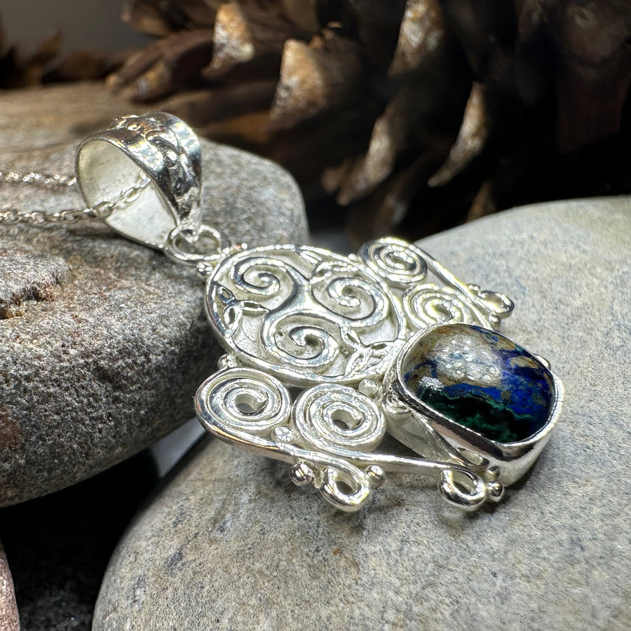 Lyria Celtic Triple Spiral Necklace in Sterling Silver