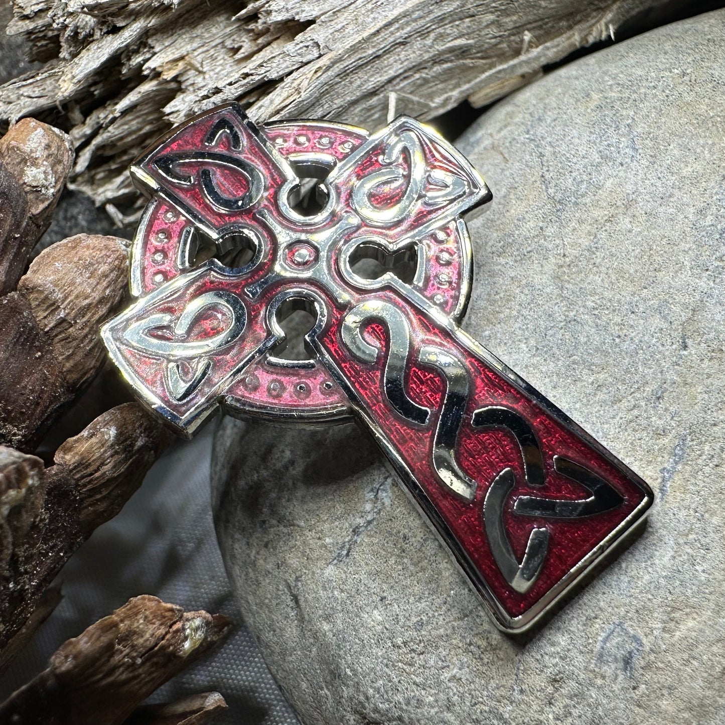Enamel Celtic Cross Brooch — view 6