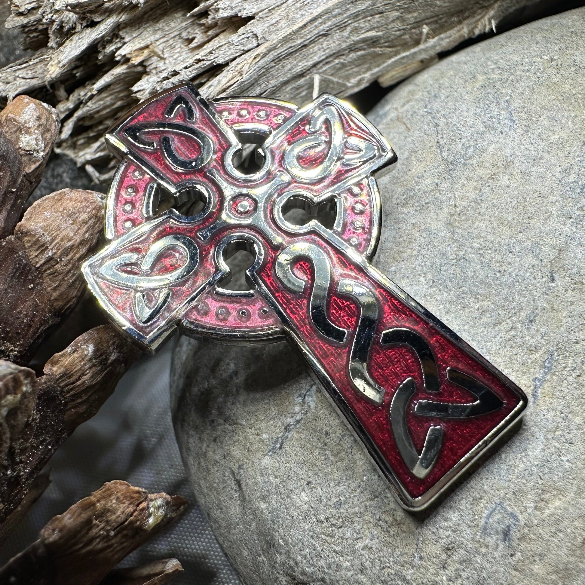 Enamel Celtic Cross Brooch — view 6