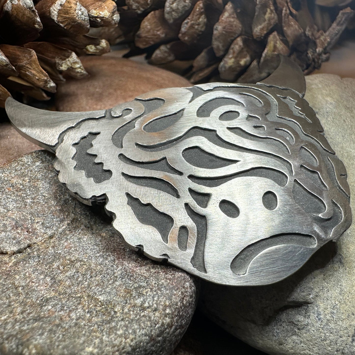 Large Celtic Highland Cow Brooch - Handmade in Scotland