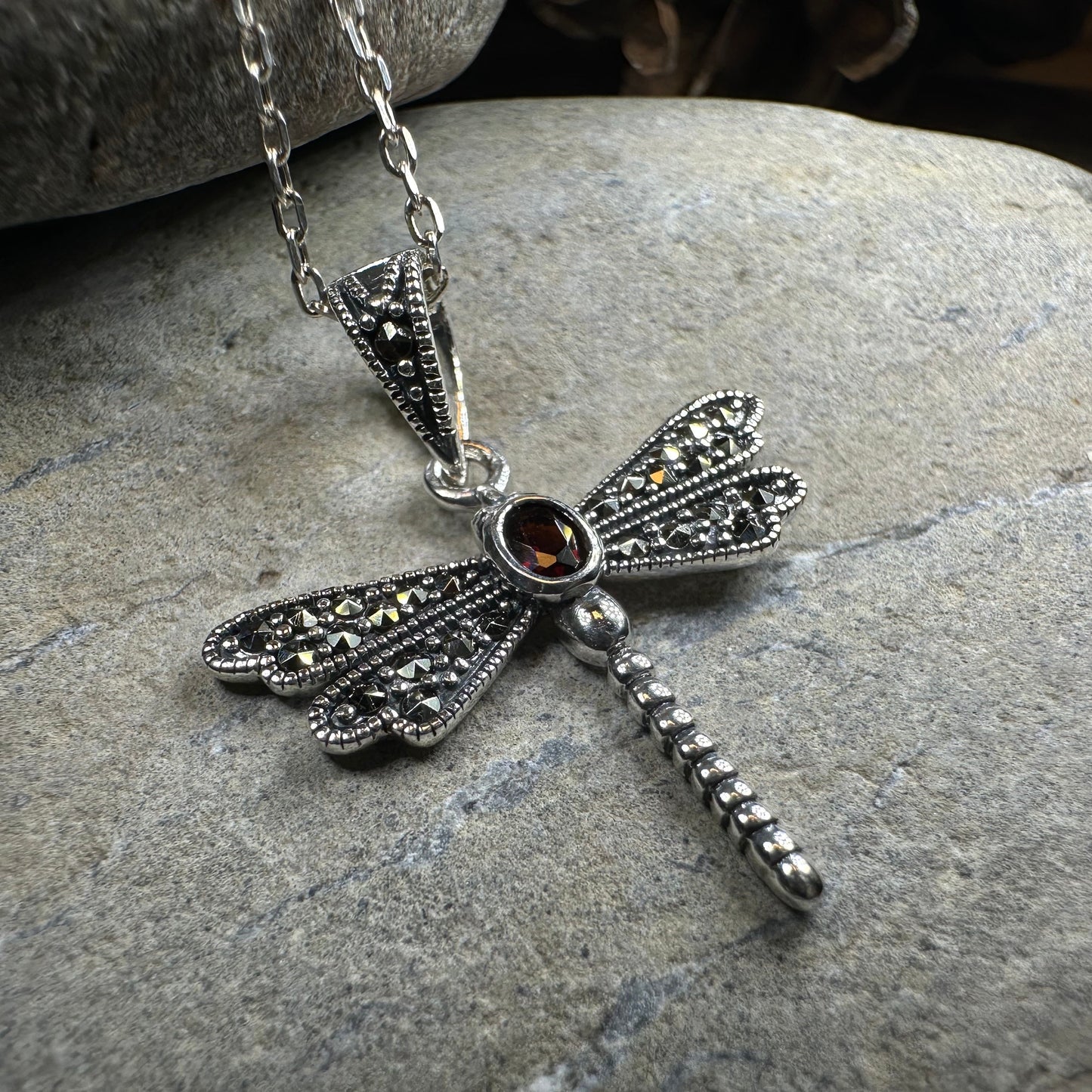 Hope Marcasite Dragonfly Necklace