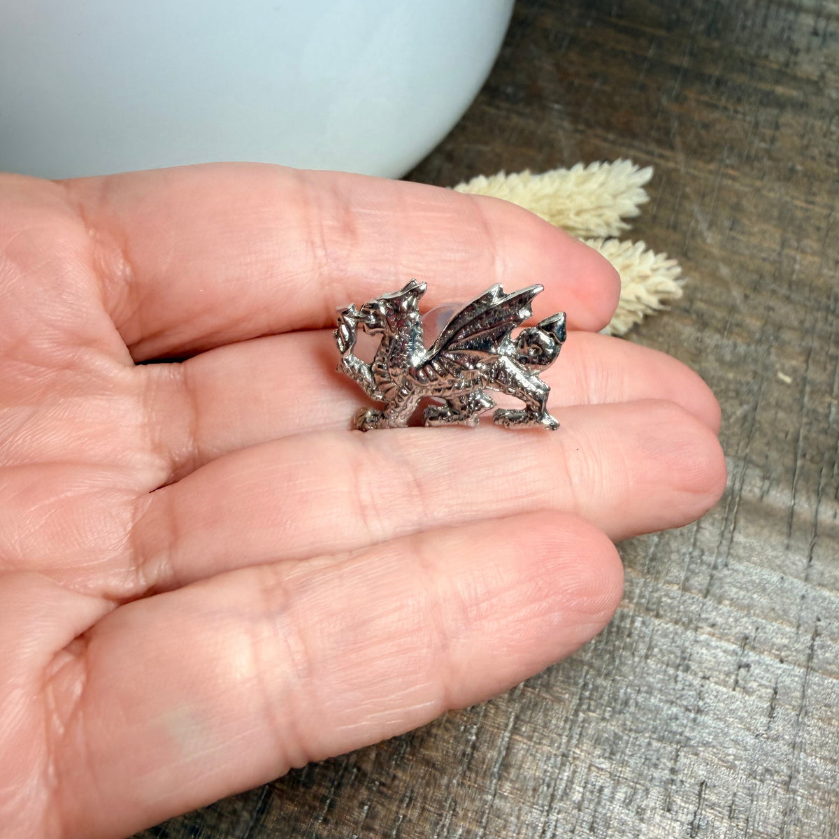 Welsh Dragon Lapel Pin in Pewter