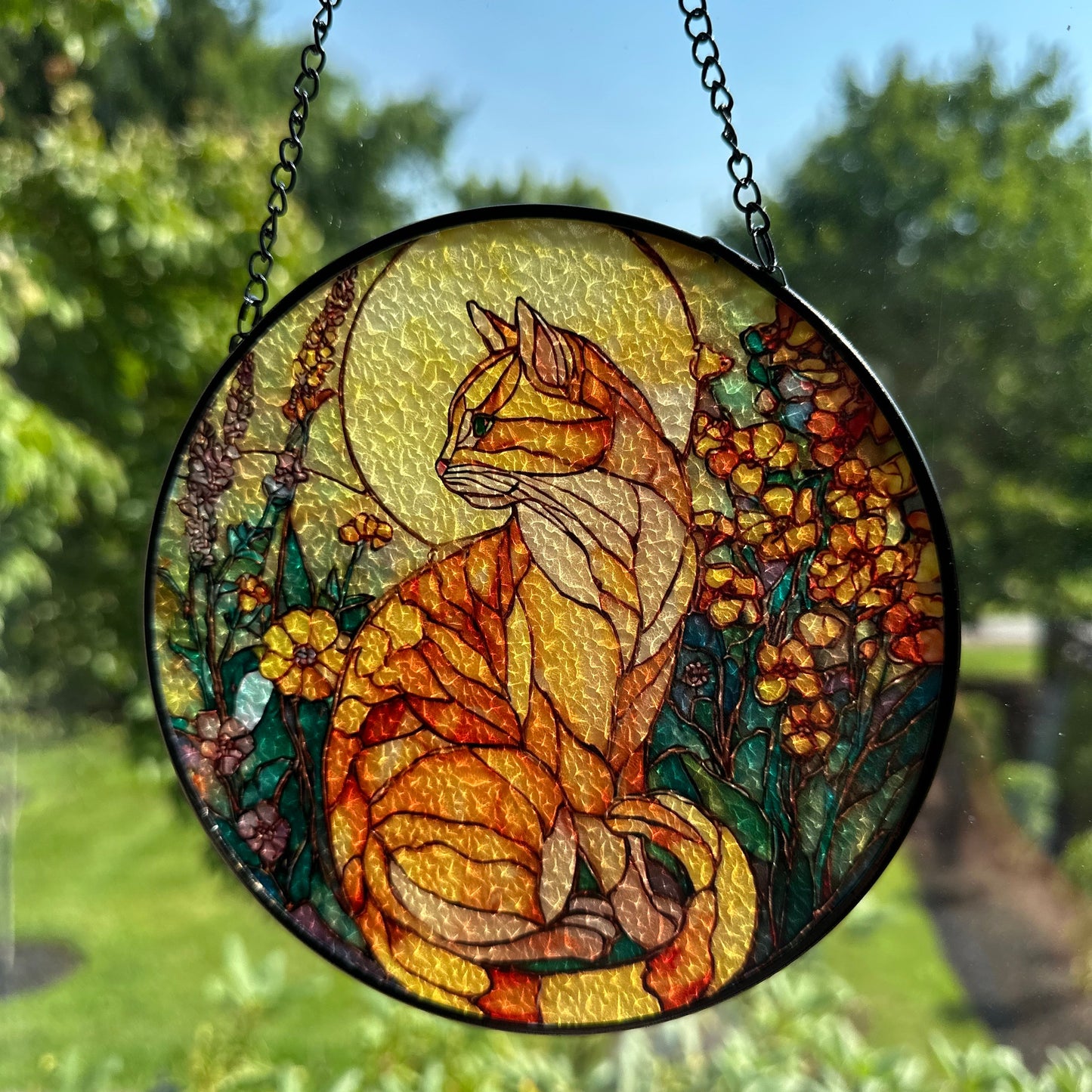 Yellow Moon Cat Suncatcher