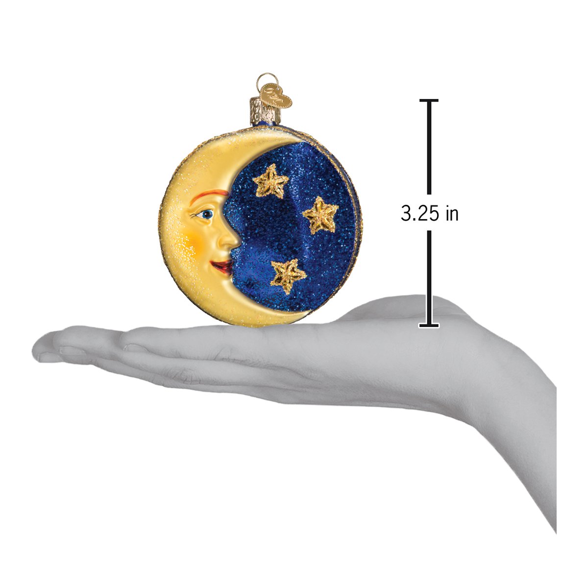 Man In The Moon Ornament - Handblown Glass