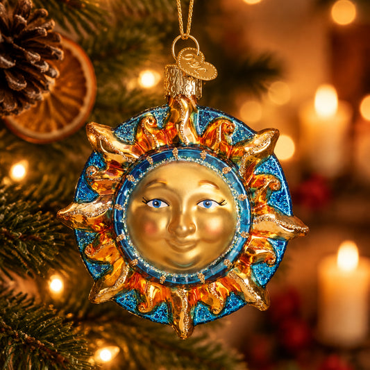 Fanciful Sun Ornament - Handblown Glass