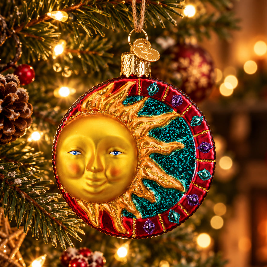 Jeweled Sun Ornament - Handblown Glass