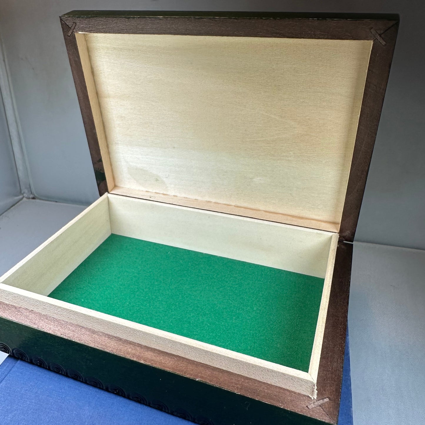 Green Celtic Cross Keepsake Box - Handmade Wooden Box