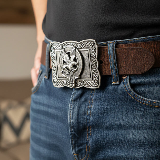 Celtic Eagle Kilt Belt Buckle - Handmade in Scotland