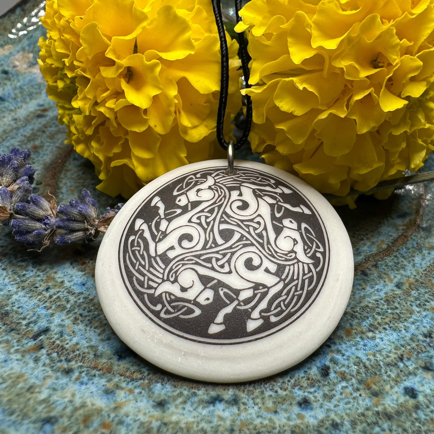 Artisan Celtic Triple Horse Necklace - Handmade in the U.S.A.