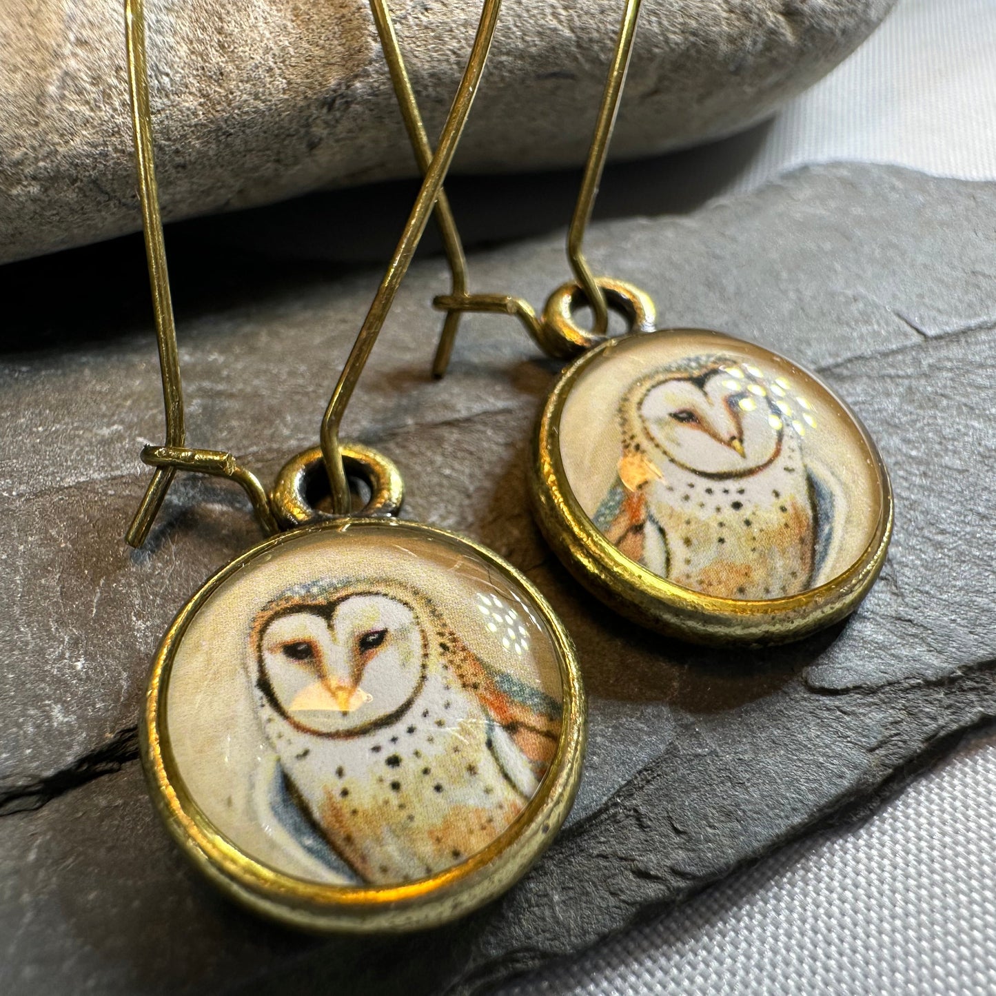 Winter Owl Art Earrings — view 7