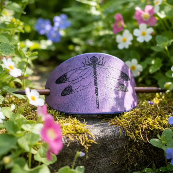 Celtic Dragonfly Leather Hair Slide for Women