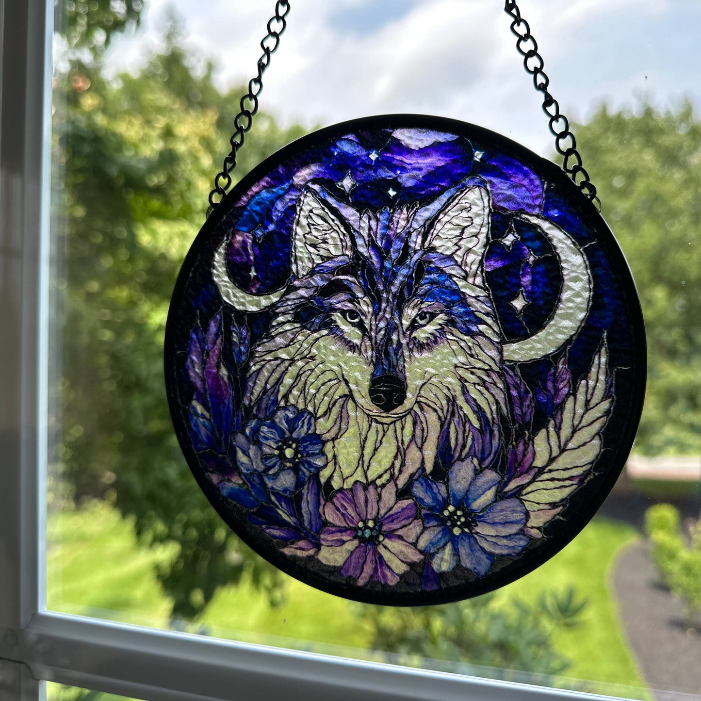 Midnight Purple Wolf Suncatcher