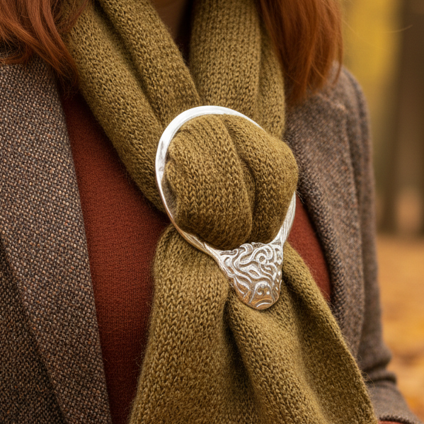 Scruffy Highland Cow Scarf Ring - Handmade in Scotland