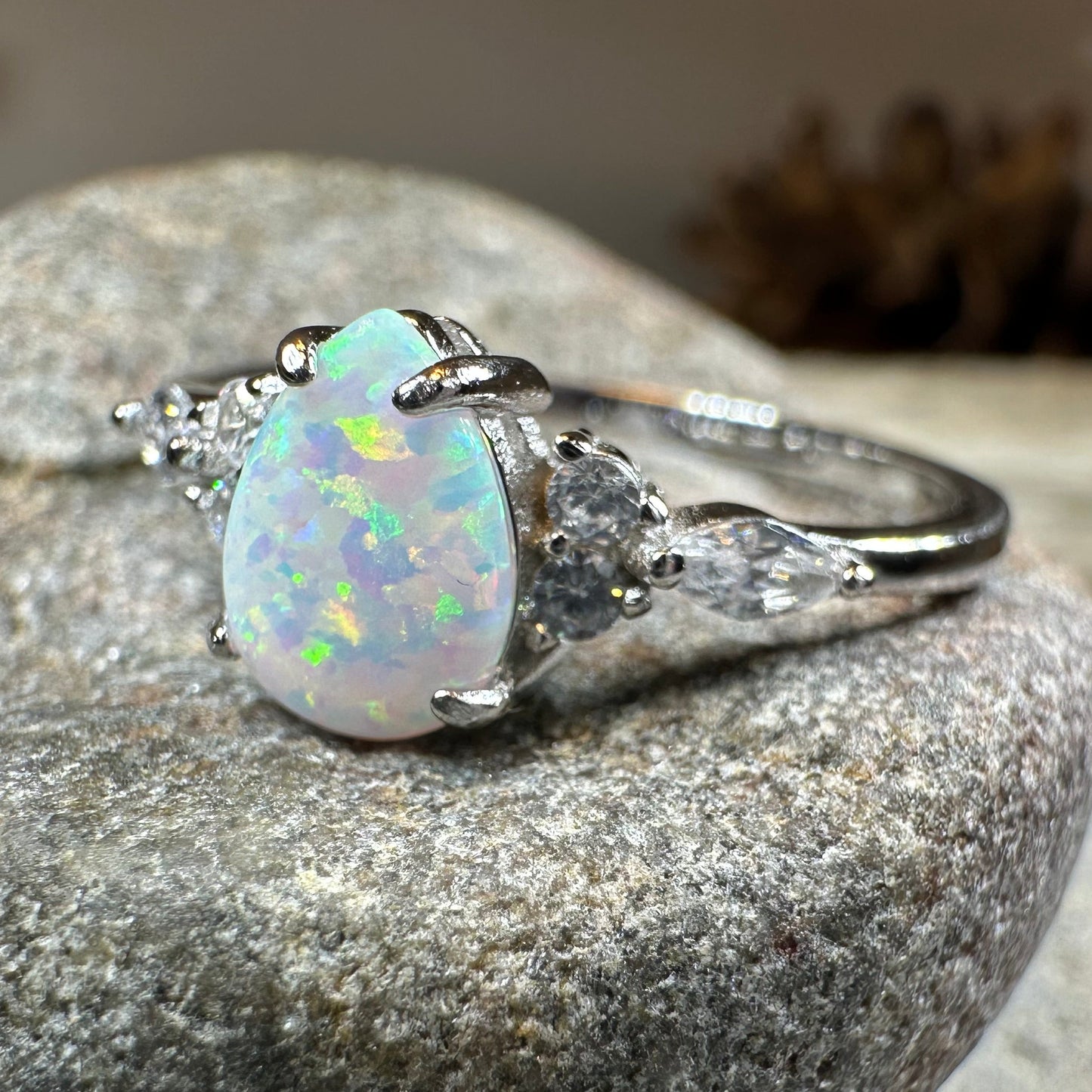 Allure White Fire Opal Ring