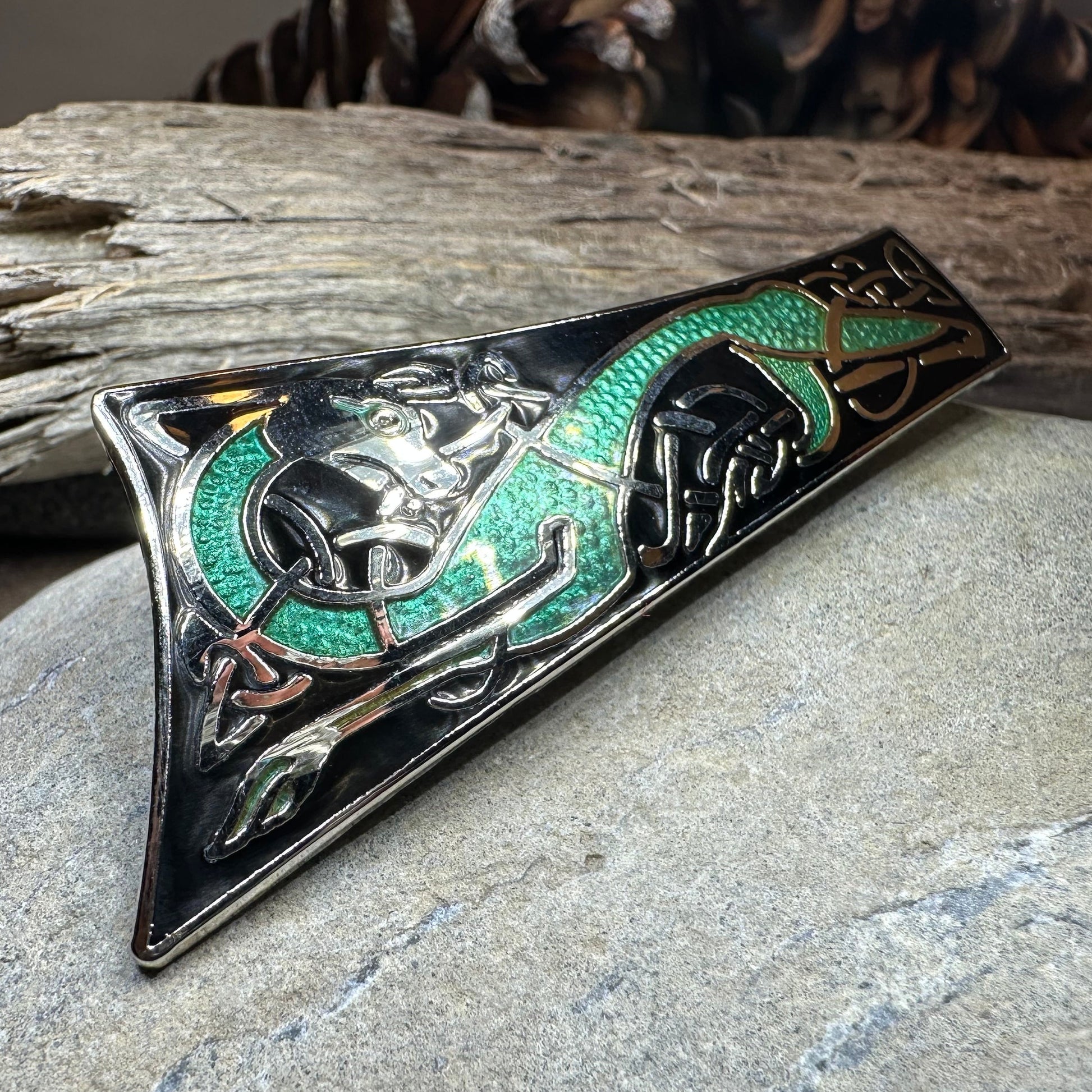 Long Celtic Dragon Brooch — view 10