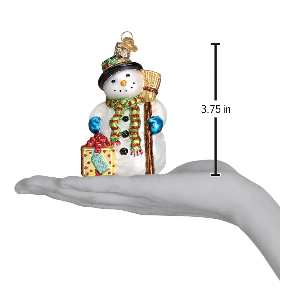 Gleeful Snowman Ornament - Handblown Glass