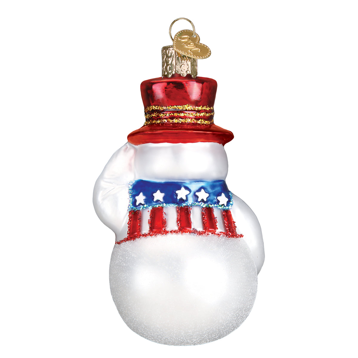 Patriotic Snowman Ornament - Handblown Glass
