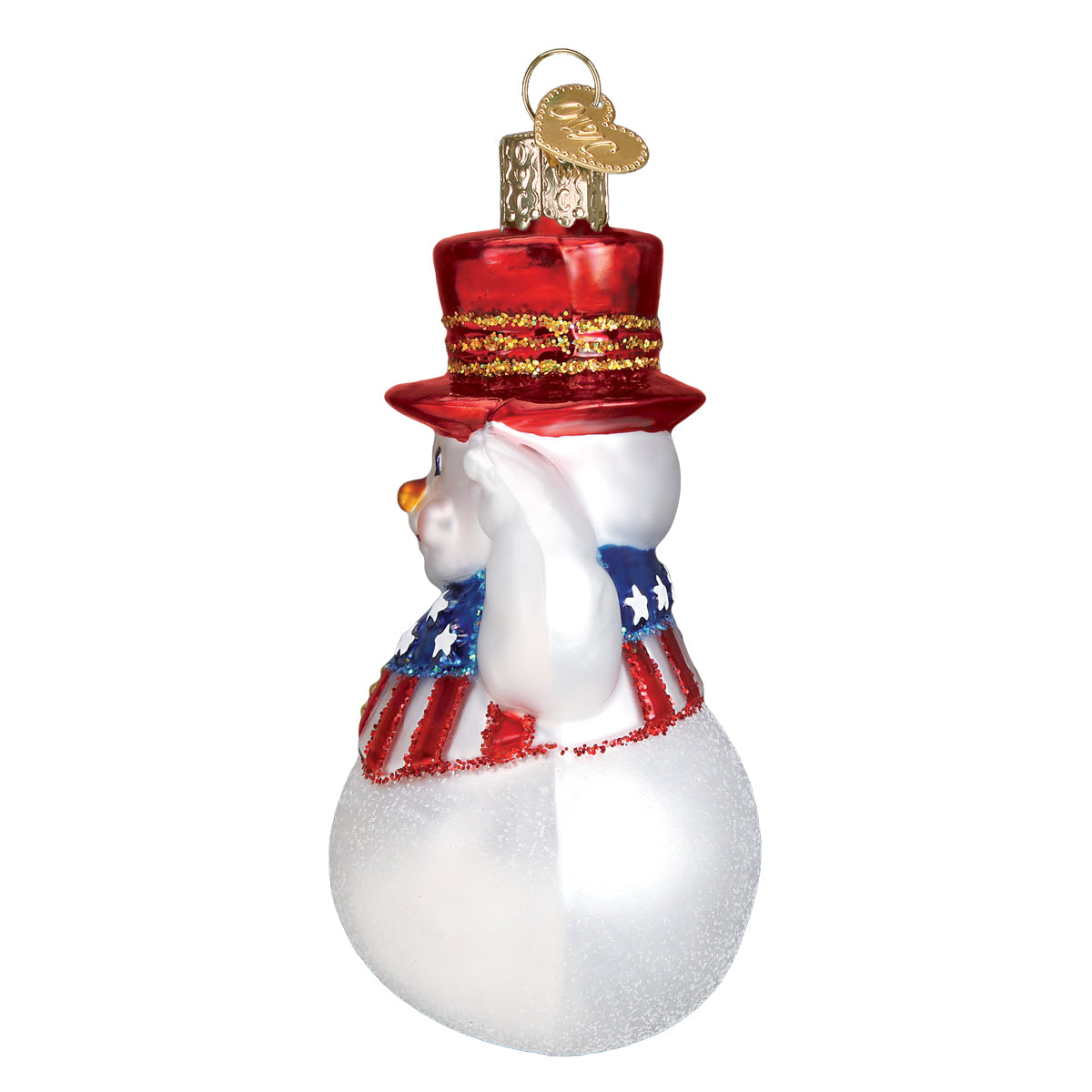 Patriotic Snowman Ornament - Handblown Glass