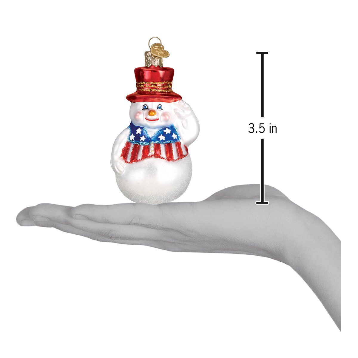 Patriotic Snowman Ornament - Handblown Glass