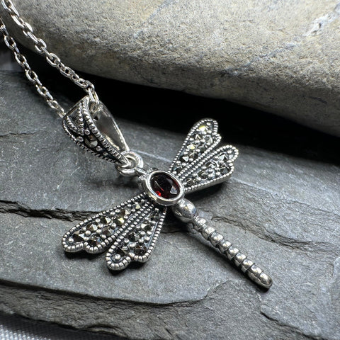 Load image into Gallery viewer, Hope Marcasite Dragonfly Necklace

