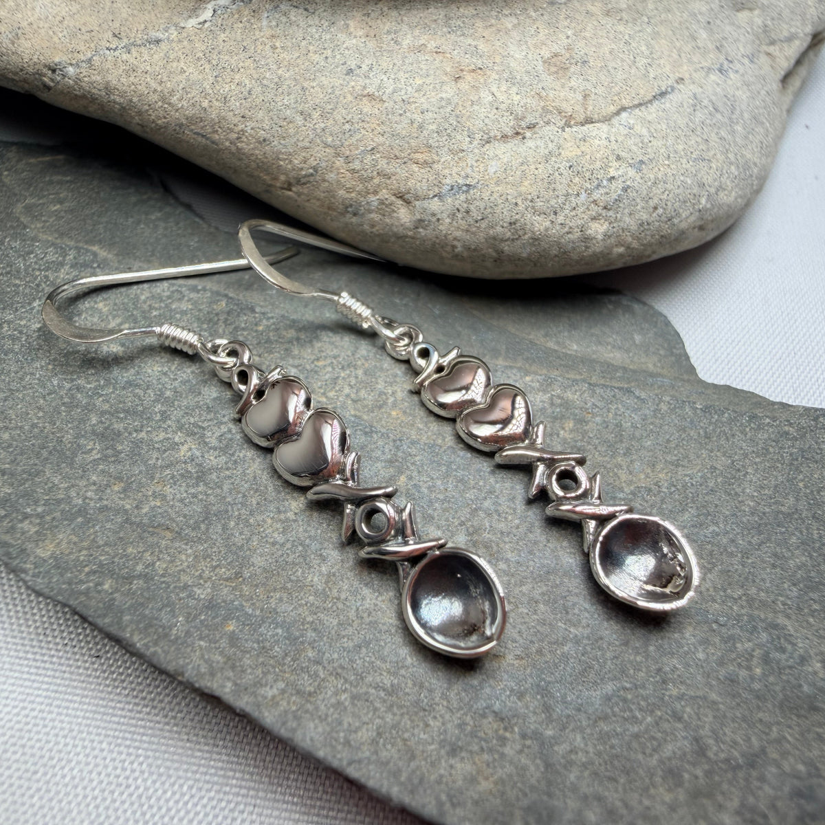 Hugs & Kisses Welsh Love Spoon Earrings in Sterling Silver