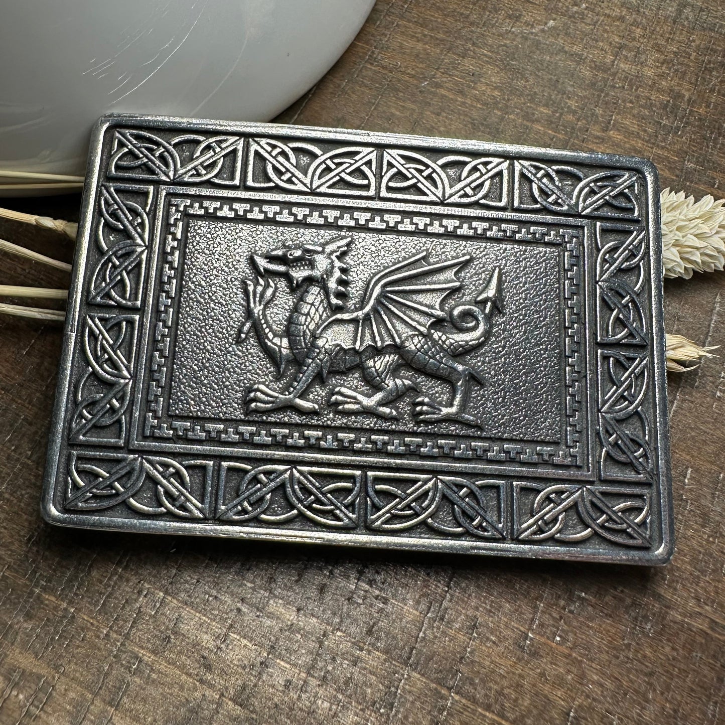 Celtic Welsh Dragon Kilt Belt Buckle - Handmade in Scotland