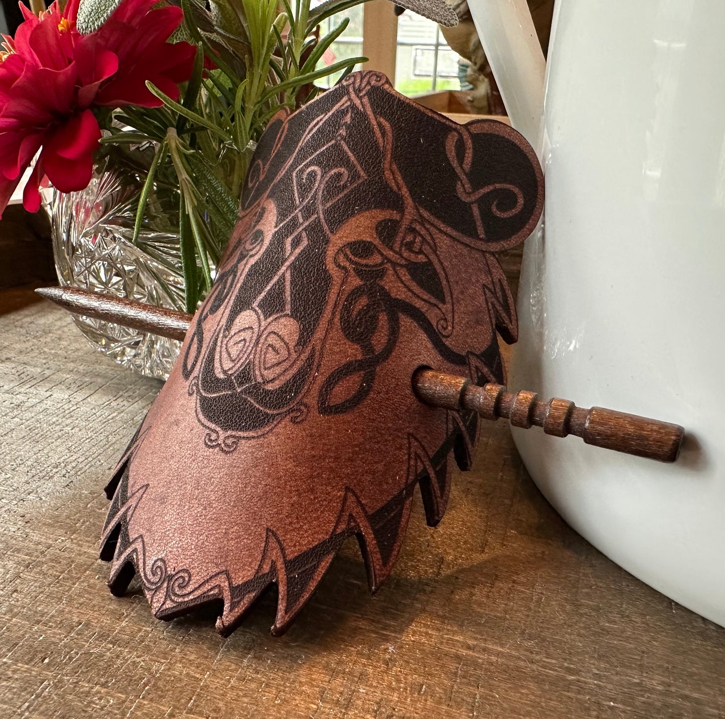 Celtic Bear Leather Hair Slide for Women