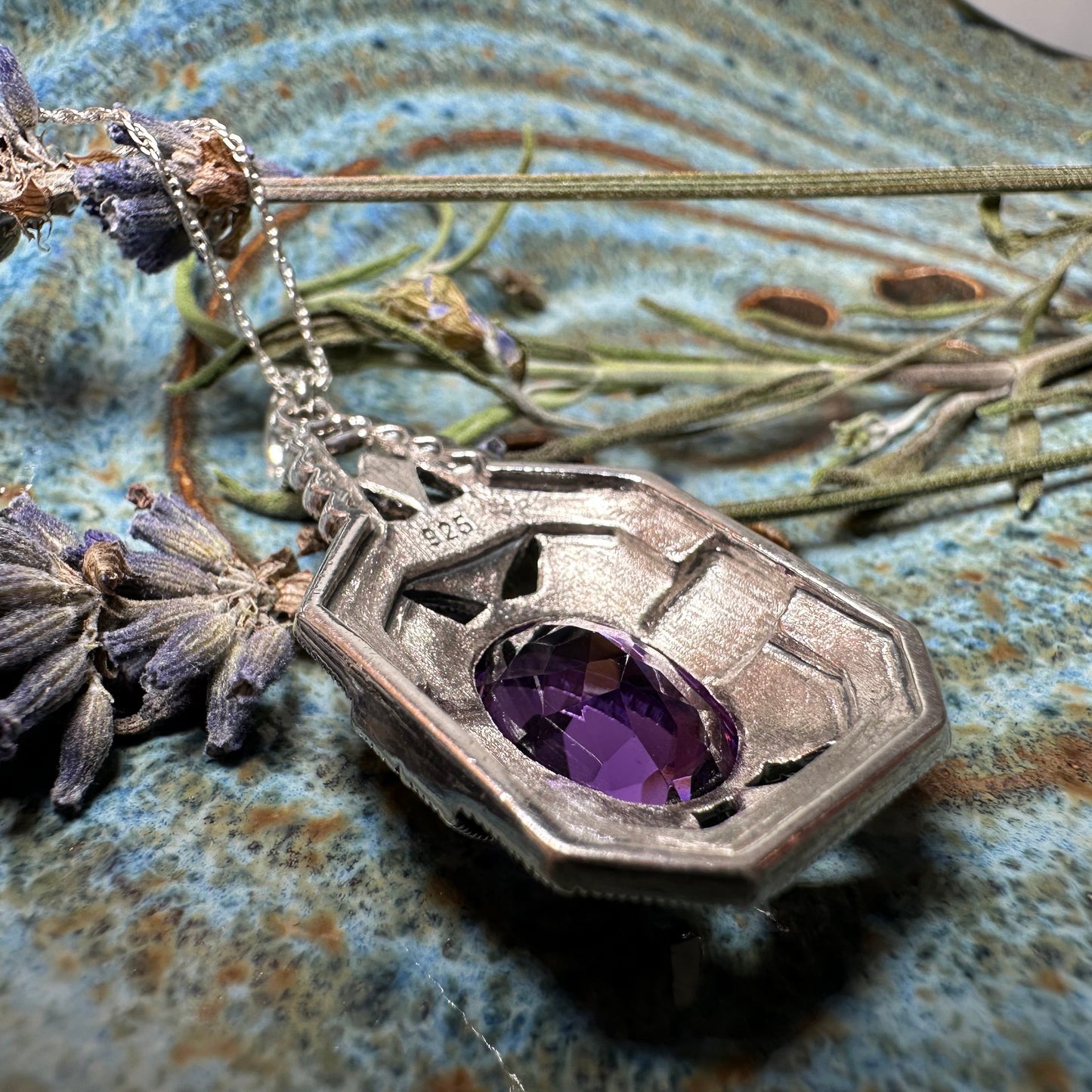 Victorian Marcasite Necklace with Amethyst