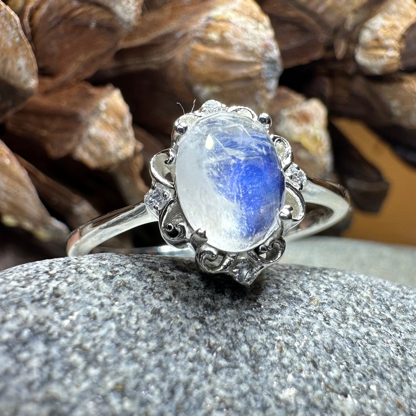 Allora Moonstone Ring in Sterling Silver