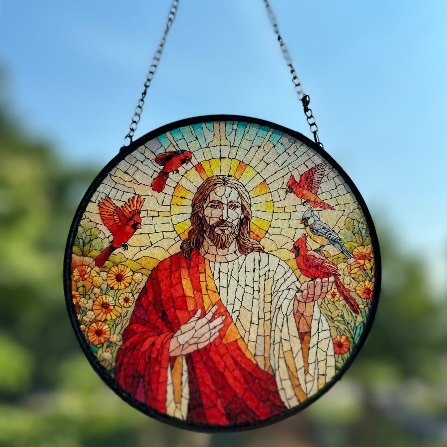 Jesus & Cardinals Suncatcher