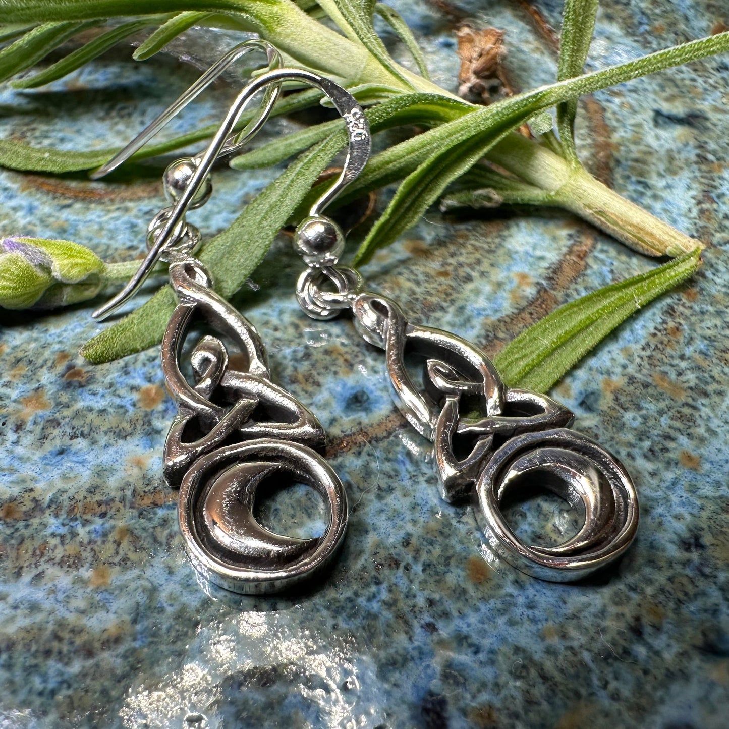 Cassiopeia Celtic Moon Earrings in Sterling Silver