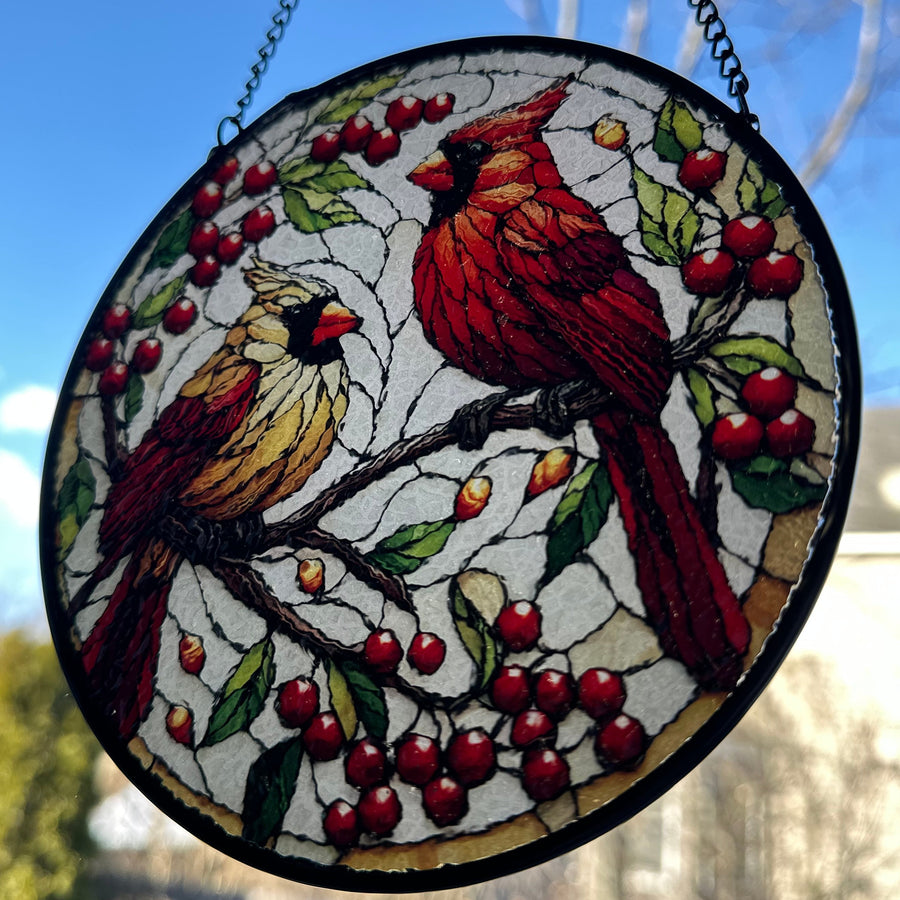 Always Near Cardinal Couple Suncatcher