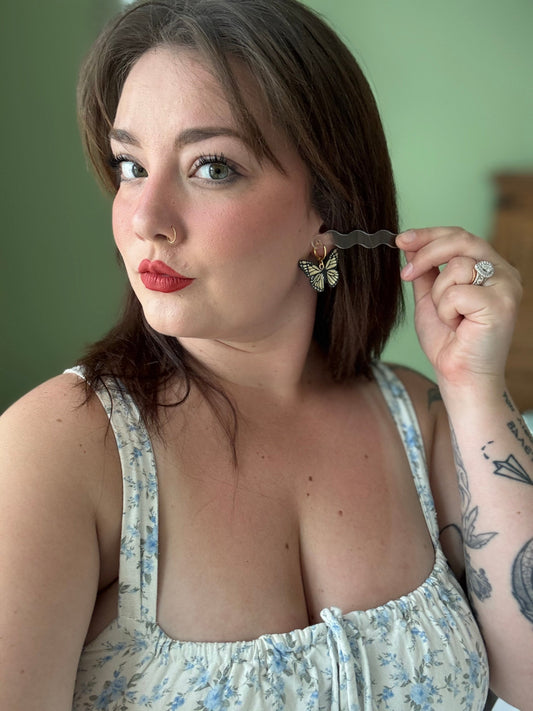 Black and White Butterflies Dangle Earrings for Women