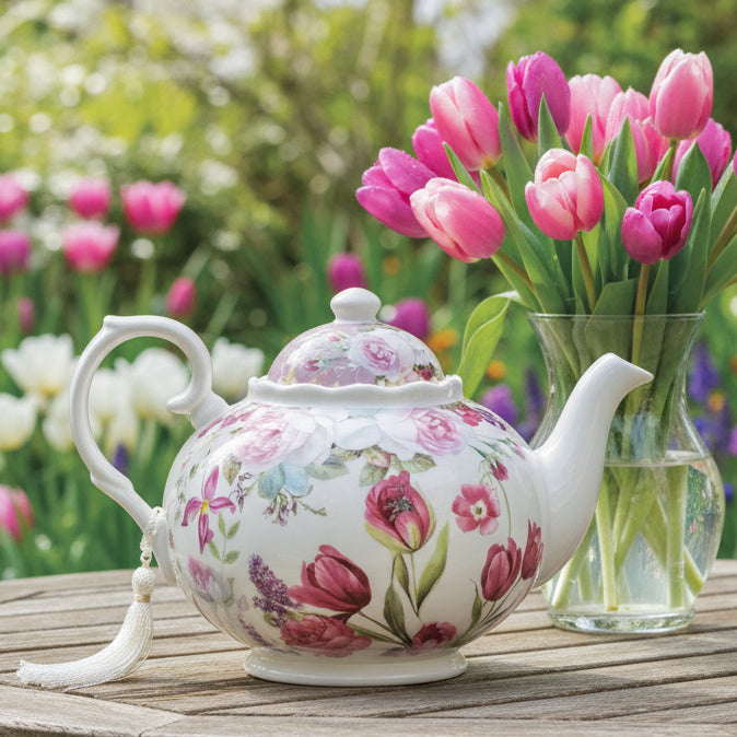 Tulips Fine China Teapot