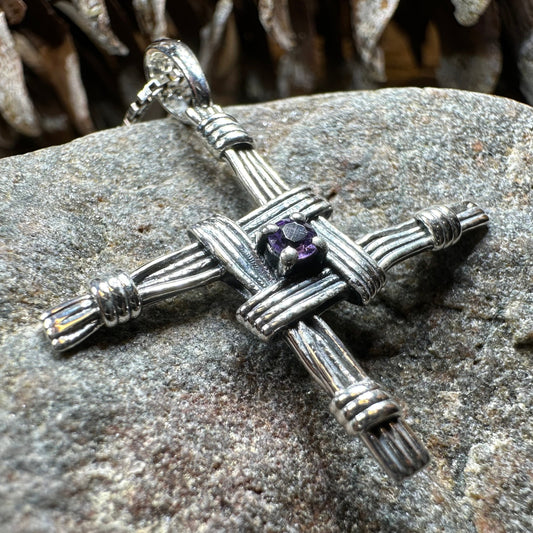 Springtime Irish Saint Brigid's Cross Necklace in Sterling Silver — view 4