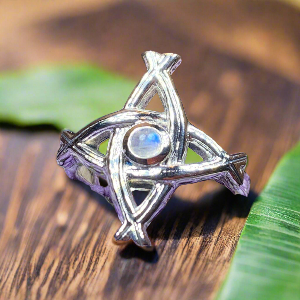Moonstone Saint Brigid's Cross of Ireland Ring — view 10