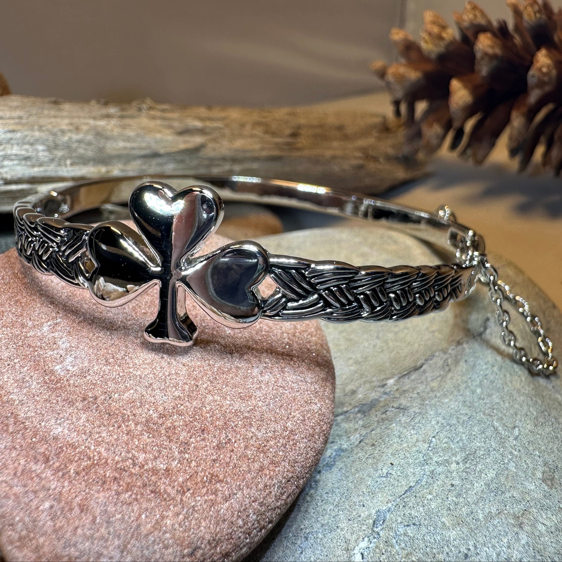 Irish Shamrock Bangle Bracelet — view 6