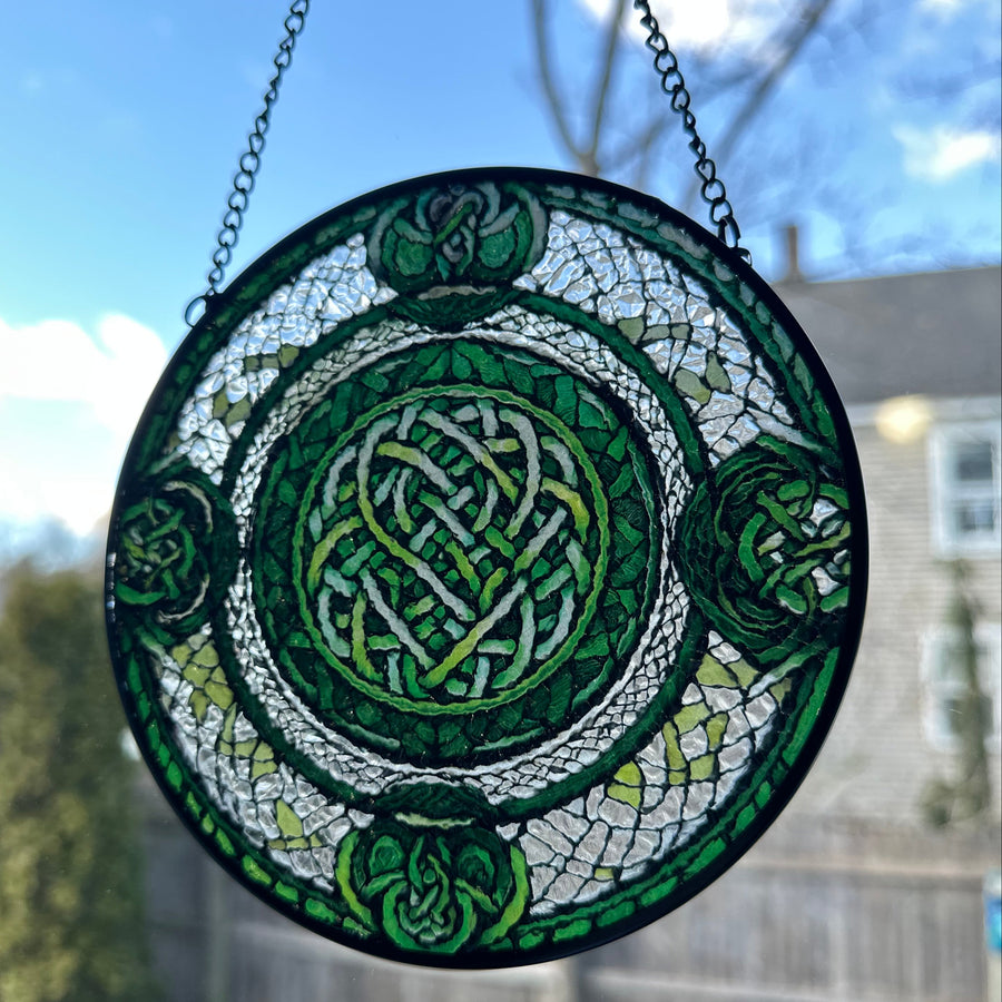 Emerald Green Celtic Knot Suncatcher