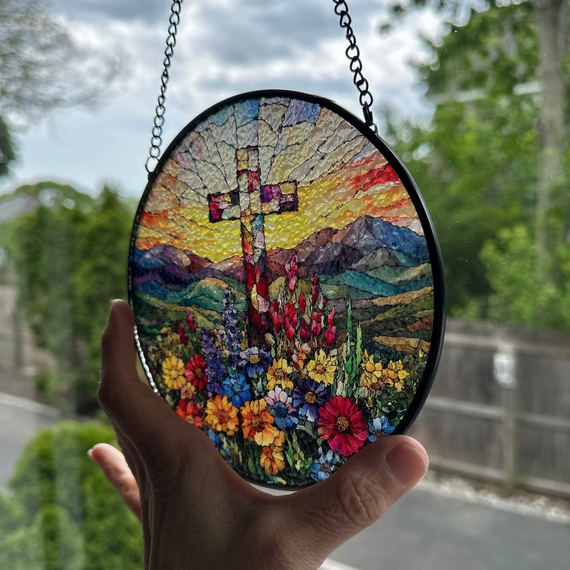 Wildflowers New Beginnings Cross Suncatcher — view 2