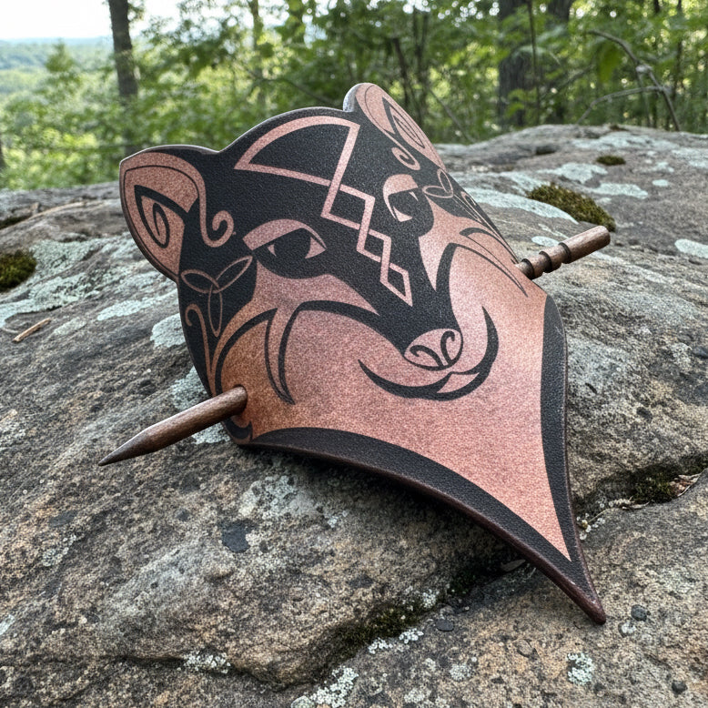 Celtic Wolf Leather Hair Slide for Women