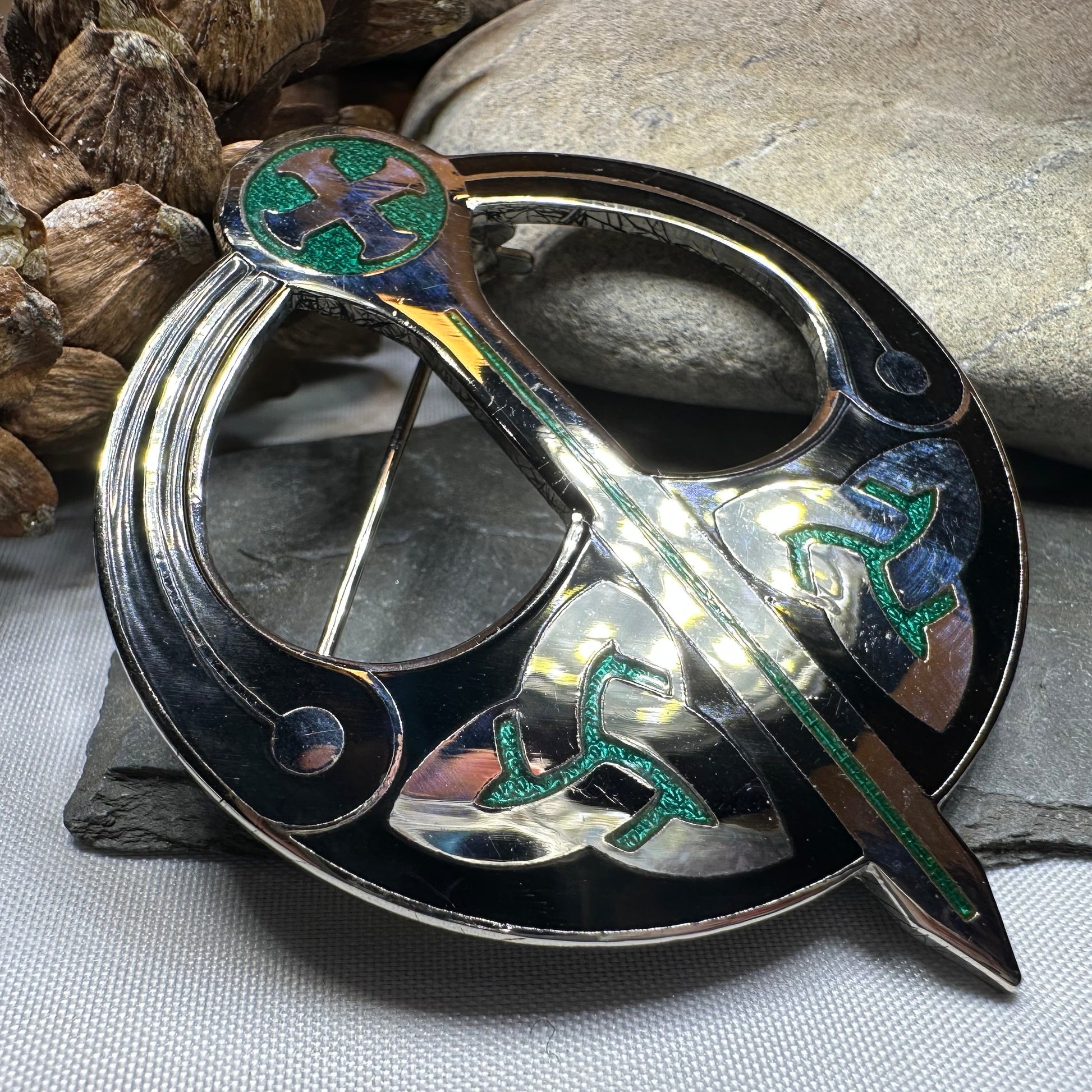 Enamel Celtic Trinity Knot Tara Brooch — view 8