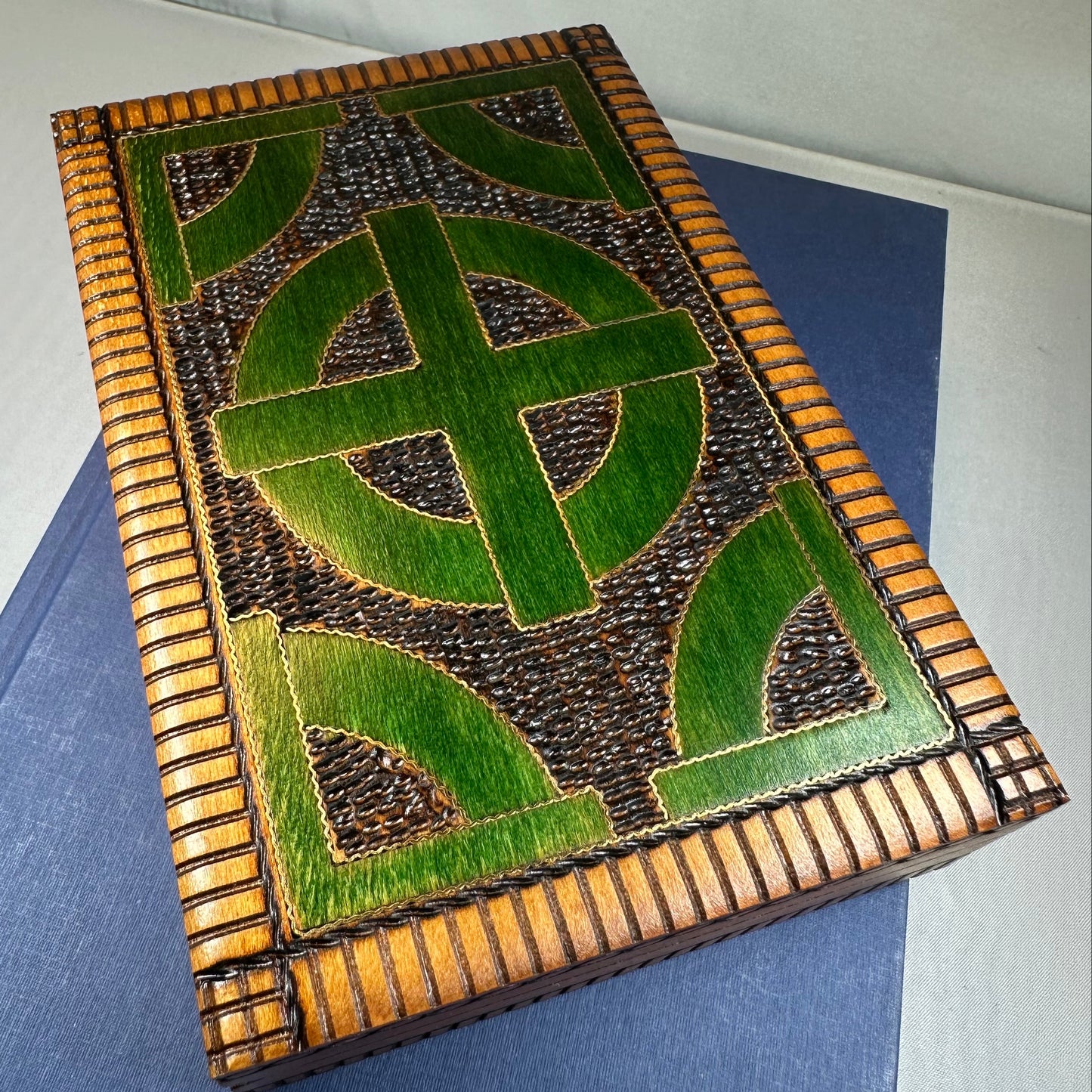 Celtic Cross Keepsake Box - Handmade Wooden Box