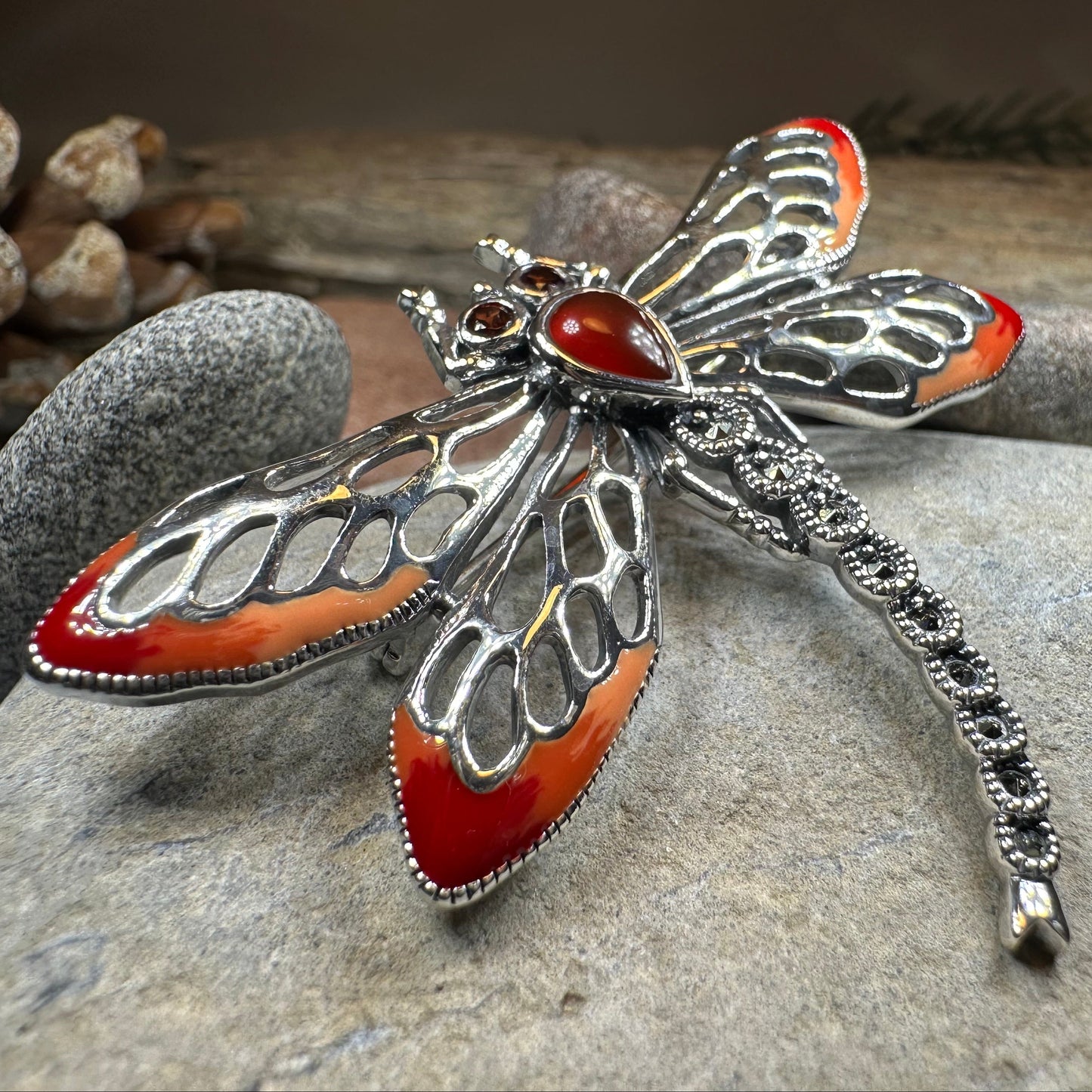 Damsel Dragonfly Marcasite Brooch