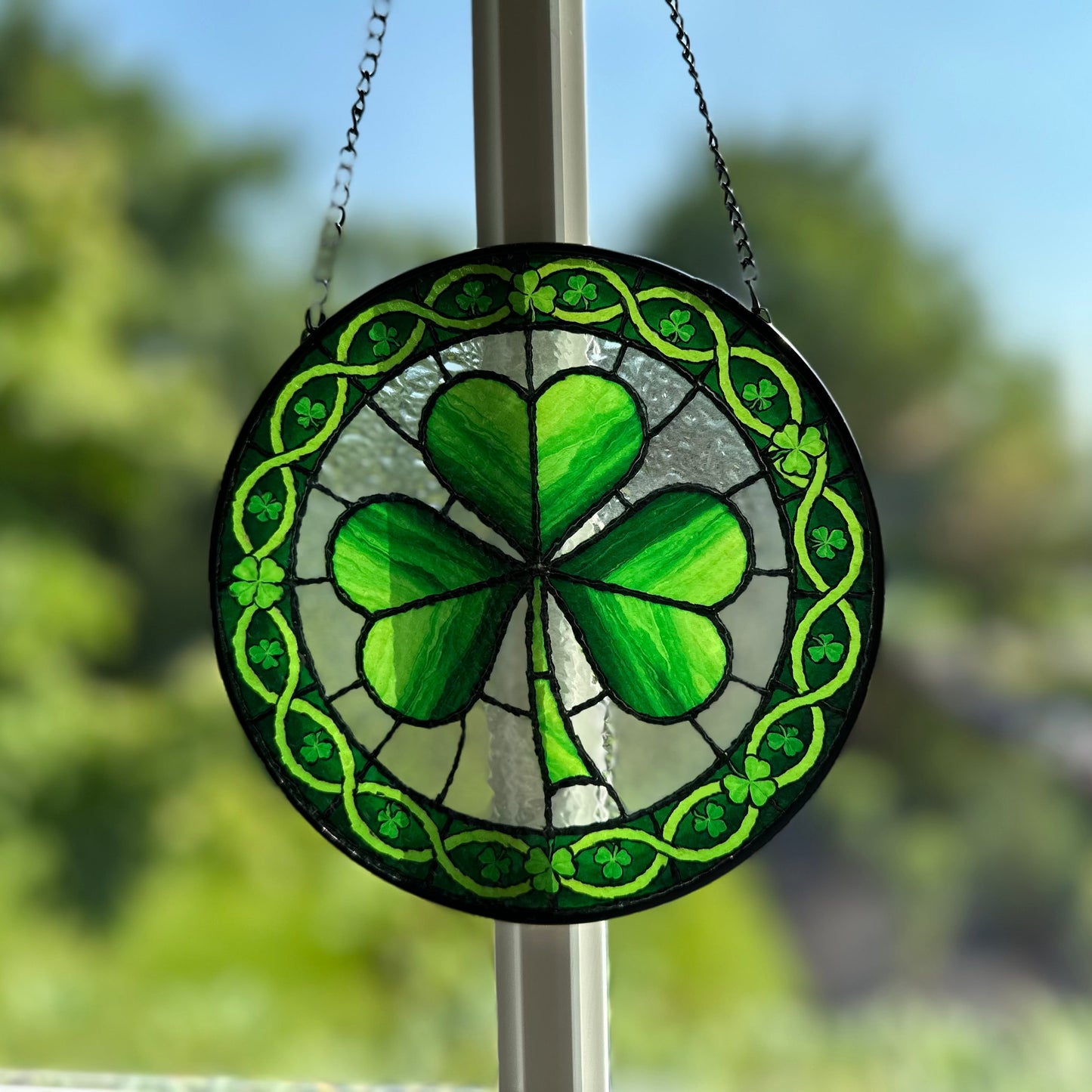 Ireland Forever Shamrock Stained Glass Gift