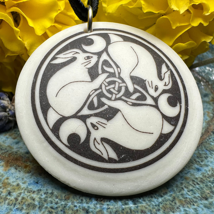 Artisan Celtic Triple Rabbit Necklace - Handmade in the U.S.A.