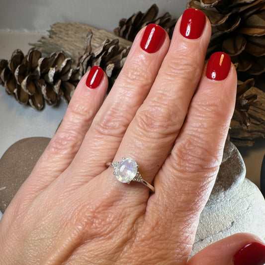 Winter Dawn Moonstone Ring in Sterling Silver