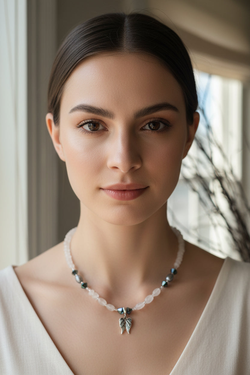 Moonstone Angel Necklace — view 5