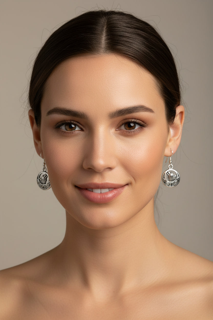 Celtic Wolf Spirit Earrings in Sterling Silver — view 4