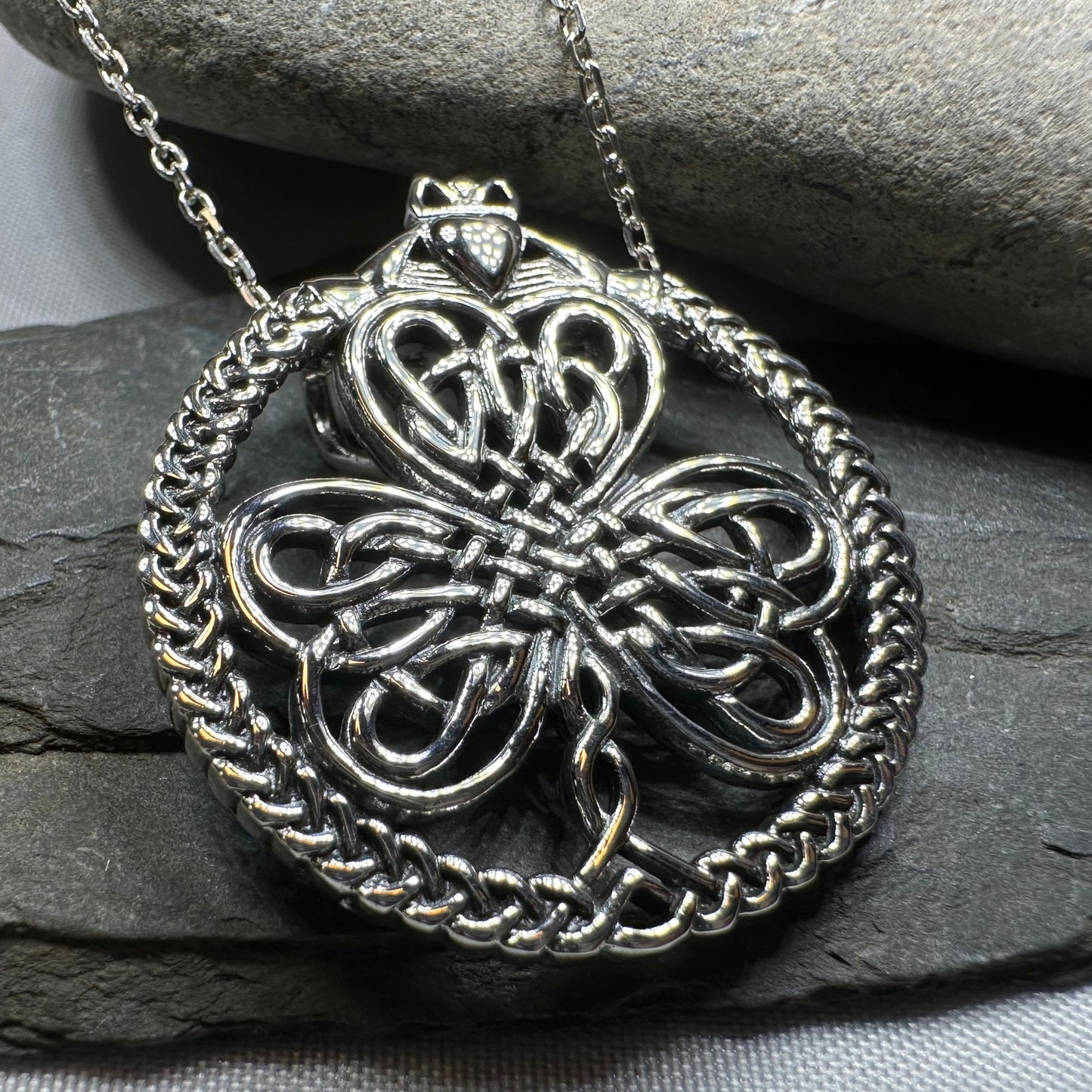 Sylvania Irish Shamrock Claddagh Necklace — view 3